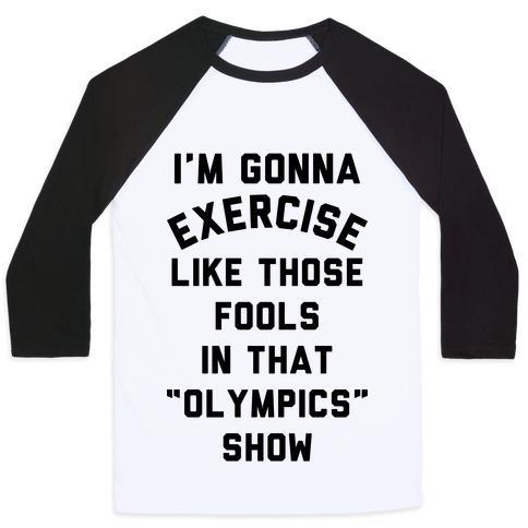 Virgin Teez  Baseball Tee Unisex Classic Baseball Tee / x-small / White/Black I'M GOING TO EXERCISE LIKE THOSE FOOLS UNISEX CLASSIC BASEBALL TEE