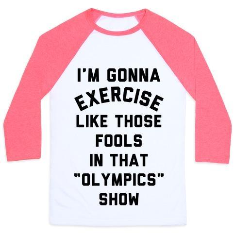 Virgin Teez  Baseball Tee Unisex Classic Baseball Tee / x-small / White/Neon Pink I'M GOING TO EXERCISE LIKE THOSE FOOLS UNISEX CLASSIC BASEBALL TEE
