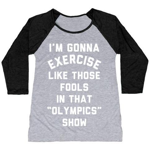 Virgin Teez  Baseball Tee Women's Tri-Blend Baseball Tee / small / Athletic Gray / Black I'M GOING TO EXERCISE LIKE THOSE FOOLS WOMEN'S TRI-BLEND BASEBALL TEE