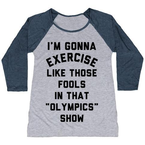Virgin Teez  Baseball Tee Women's Tri-Blend Baseball Tee / small / Athletic Gray / Navy I'M GOING TO EXERCISE LIKE THOSE FOOLS WOMEN'S TRI-BLEND BASEBALL TEE