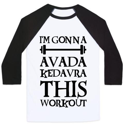 Virgin Teez  Baseball Tee Unisex Classic Baseball Tee / x-small / White/Black I'M GONNA AVADA KEDAVRA THIS WORKOUT UNISEX CLASSIC BASEBALL TEE