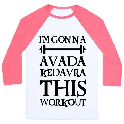 Virgin Teez  Baseball Tee Unisex Classic Baseball Tee / x-small / White/Neon Pink I'M GONNA AVADA KEDAVRA THIS WORKOUT UNISEX CLASSIC BASEBALL TEE
