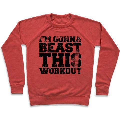Virgin Teez  Pullover Crewneck Sweatshirt / x-small / Heathered Red I'M GONNA BEAST THIS CREWNECK SWEATSHIRT