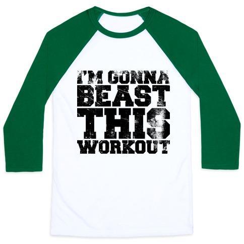 Virgin Teez  Baseball Tee Unisex Classic Baseball Tee / x-small / White/Dark Green I'M GONNA BEAST THIS UNISEX CLASSIC BASEBALL TEE