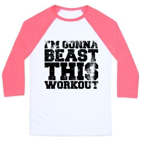 Virgin Teez  Baseball Tee Unisex Classic Baseball Tee / x-small / White/Neon Pink I'M GONNA BEAST THIS UNISEX CLASSIC BASEBALL TEE