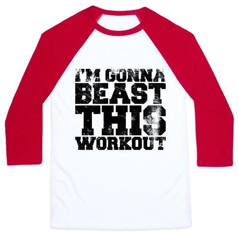 Virgin Teez  Baseball Tee Unisex Classic Baseball Tee / x-small / White/Red I'M GONNA BEAST THIS UNISEX CLASSIC BASEBALL TEE