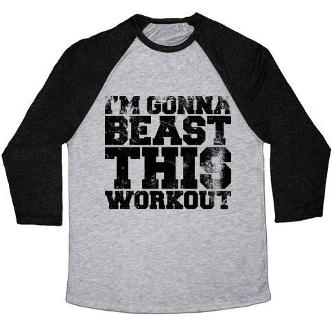 Virgin Teez  Baseball Tee Unisex Tri-Blend Baseball Tee / small / Athletic Gray / Black I'M GONNA BEAST THIS UNISEX TRI-BLEND BASEBALL TEE