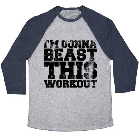 Virgin Teez  Baseball Tee Unisex Tri-Blend Baseball Tee / small / Athletic Gray / Navy I'M GONNA BEAST THIS UNISEX TRI-BLEND BASEBALL TEE