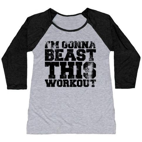 Virgin Teez  Baseball Tee Women's Tri-Blend Baseball Tee / small / Athletic Gray / Black I'M GONNA BEAST THIS WOMEN'S TRI-BLEND BASEBALL TEE