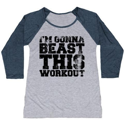 Virgin Teez  Baseball Tee Women's Tri-Blend Baseball Tee / small / Athletic Gray / Navy I'M GONNA BEAST THIS WOMEN'S TRI-BLEND BASEBALL TEE