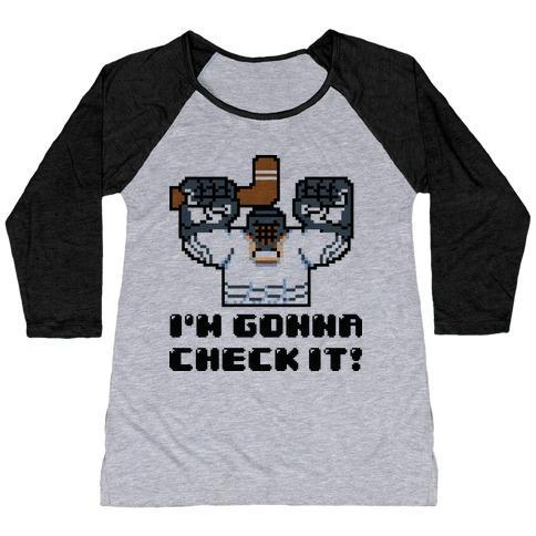 Virgin Teez  Baseball Tee Women's Tri-Blend Baseball Tee / small / Athletic Gray / Black I'M GONNA CHECK IT! WOMEN'S TRI-BLEND BASEBALL TEE