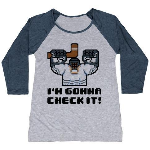Virgin Teez  Baseball Tee Women's Tri-Blend Baseball Tee / small / Athletic Gray / Navy I'M GONNA CHECK IT! WOMEN'S TRI-BLEND BASEBALL TEE