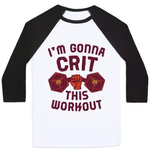 Virgin Teez  Baseball Tee Unisex Classic Baseball Tee / x-small / White/Black I'M GONNA CRIT THIS WORKOUT UNISEX CLASSIC BASEBALL TEE