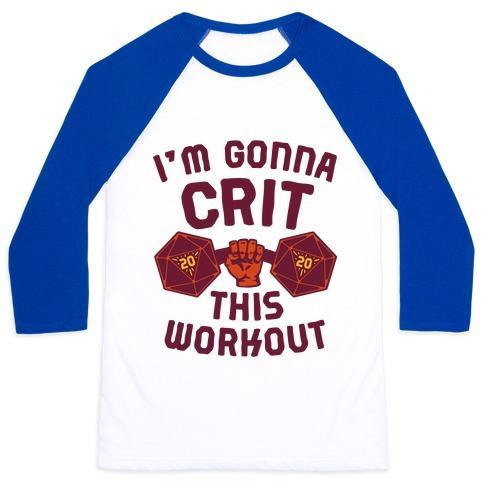 Virgin Teez  Baseball Tee Unisex Classic Baseball Tee / x-small / White/Blue I'M GONNA CRIT THIS WORKOUT UNISEX CLASSIC BASEBALL TEE