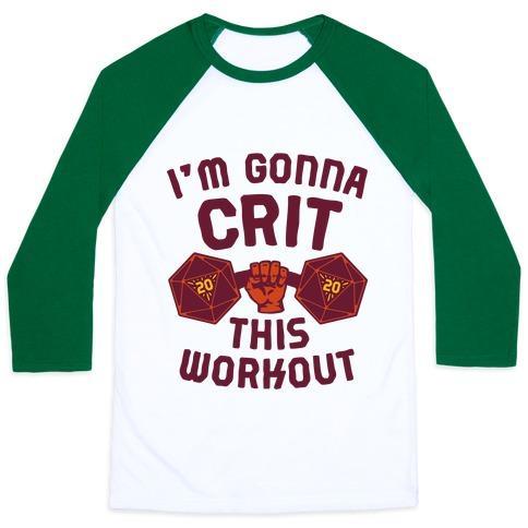 Virgin Teez  Baseball Tee Unisex Classic Baseball Tee / x-small / White/Dark Green I'M GONNA CRIT THIS WORKOUT UNISEX CLASSIC BASEBALL TEE