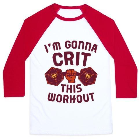 Virgin Teez  Baseball Tee Unisex Classic Baseball Tee / x-small / White/Red I'M GONNA CRIT THIS WORKOUT UNISEX CLASSIC BASEBALL TEE