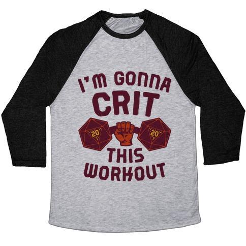 Virgin Teez  Baseball Tee Unisex Tri-Blend Baseball Tee / small / Athletic Gray / Black I'M GONNA CRIT THIS WORKOUT UNISEX TRI-BLEND BASEBALL TEE