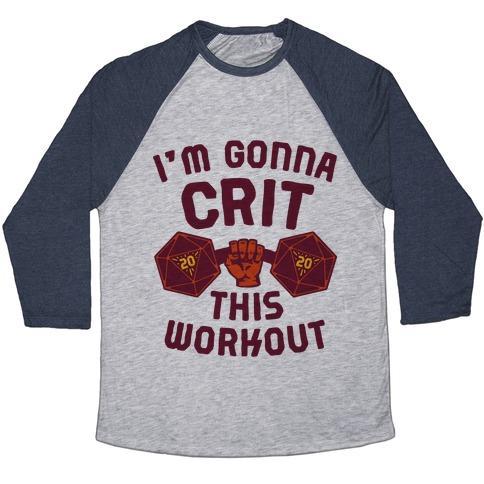 Virgin Teez  Baseball Tee Unisex Tri-Blend Baseball Tee / small / Athletic Gray / Navy I'M GONNA CRIT THIS WORKOUT UNISEX TRI-BLEND BASEBALL TEE