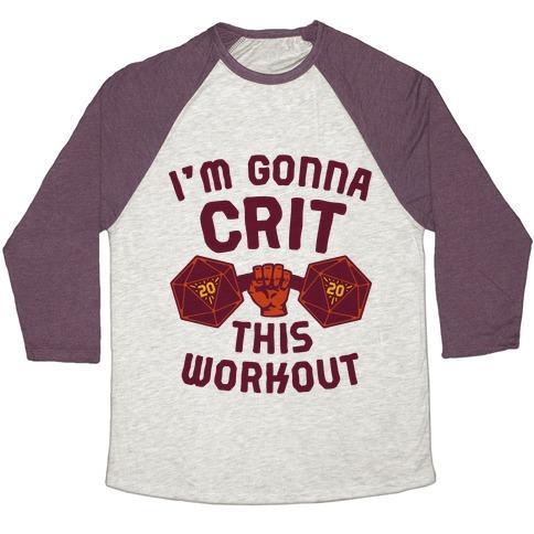 Virgin Teez  Baseball Tee Unisex Tri-Blend Baseball Tee / small / Oatmeal / Maroon I'M GONNA CRIT THIS WORKOUT UNISEX TRI-BLEND BASEBALL TEE
