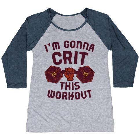 Virgin Teez  Baseball Tee Women's Tri-Blend Baseball Tee / small / Athletic Gray / Navy I'M GONNA CRIT THIS WORKOUT WOMEN'S TRI-BLEND BASEBALL TEE