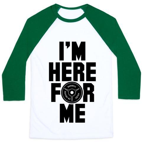 Virgin Teez  Baseball Tee Unisex Classic Baseball Tee / x-small / White/Dark Green I'M HERE FOR ME UNISEX CLASSIC BASEBALL TEE