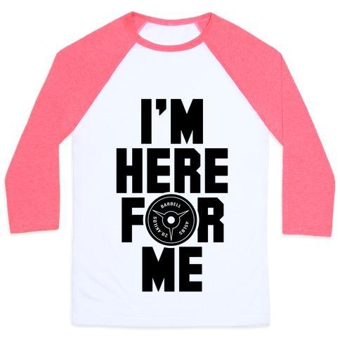 Virgin Teez  Baseball Tee Unisex Classic Baseball Tee / x-small / White/Neon Pink I'M HERE FOR ME UNISEX CLASSIC BASEBALL TEE