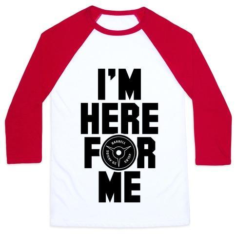 Virgin Teez  Baseball Tee Unisex Classic Baseball Tee / x-small / White/Red I'M HERE FOR ME UNISEX CLASSIC BASEBALL TEE