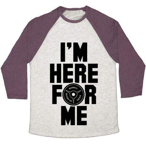 Virgin Teez  Baseball Tee Unisex Tri-Blend Baseball Tee / small / Oatmeal / Maroon I'M HERE FOR ME UNISEX TRI-BLEND BASEBALL TEE