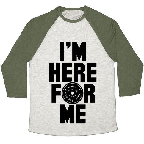 Virgin Teez  Baseball Tee Unisex Tri-Blend Baseball Tee / small / Oatmeal / Moss I'M HERE FOR ME UNISEX TRI-BLEND BASEBALL TEE