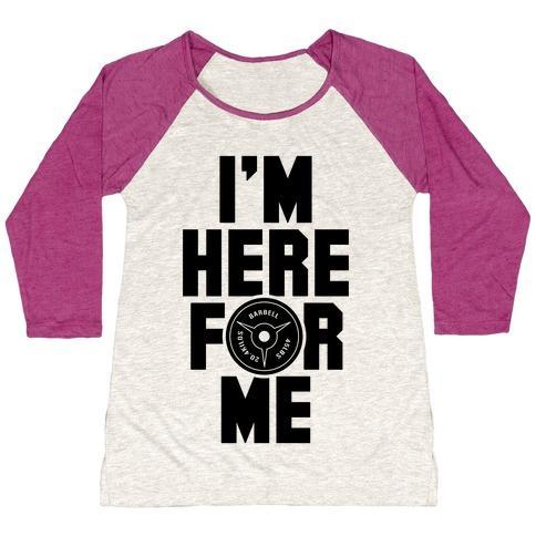 Virgin Teez  Baseball Tee Women's Tri-Blend Baseball Tee / small / Oatmeal / Berry I'M HERE FOR ME WOMEN'S TRI-BLEND BASEBALL TEE