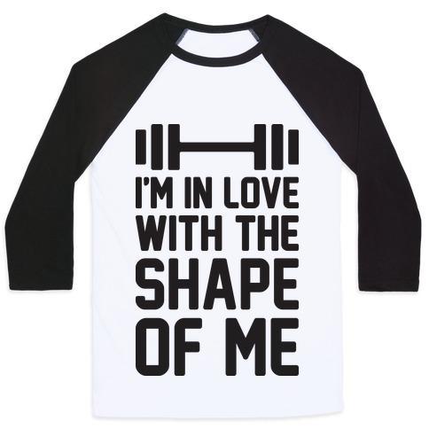 Virgin Teez  Baseball Tee Unisex Classic Baseball Tee / x-small / White/Black I'M IN LOVE WITH THE SHAPE OF ME UNISEX CLASSIC BASEBALL TEE