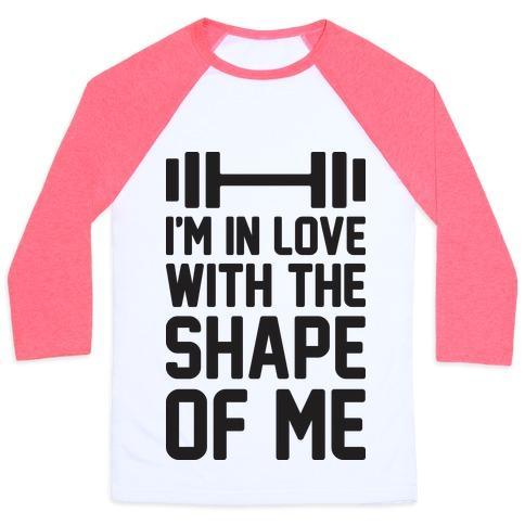 Virgin Teez  Baseball Tee Unisex Classic Baseball Tee / x-small / White/Neon Pink I'M IN LOVE WITH THE SHAPE OF ME UNISEX CLASSIC BASEBALL TEE