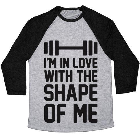 Virgin Teez  Baseball Tee Unisex Tri-Blend Baseball Tee / small / Athletic Gray / Black I'M IN LOVE WITH THE SHAPE OF ME UNISEX TRI-BLEND BASEBALL TEE