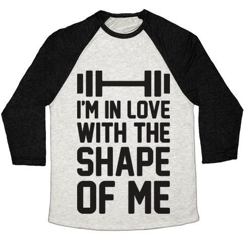 Virgin Teez  Baseball Tee Unisex Tri-Blend Baseball Tee / small / Oatmeal / Black I'M IN LOVE WITH THE SHAPE OF ME UNISEX TRI-BLEND BASEBALL TEE