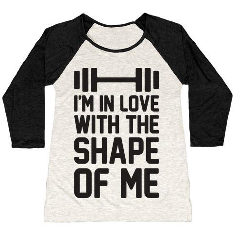 Virgin Teez  Baseball Tee Women's Tri-Blend Baseball Tee / small / Oatmeal / Black I'M IN LOVE WITH THE SHAPE OF ME WOMEN'S TRI-BLEND BASEBALL TEE