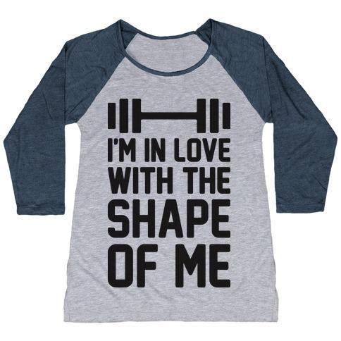 Virgin Teez  Baseball Tee Women's Tri-Blend Baseball Tee / small / Athletic Gray / Navy I'M IN LOVE WITH THE SHAPE OF ME WOMEN'S TRI-BLEND BASEBALL TEE