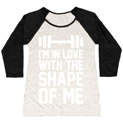Virgin Teez  Baseball Tee Women's Tri-Blend Baseball Tee / small / Oatmeal / Black I'M IN LOVE WITH THE SHAPE OF ME WOMEN'S TRI-BLEND BASEBALL TEE