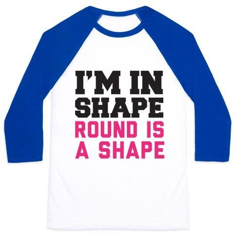 Virgin Teez  Baseball Tee Unisex Classic Baseball Tee / x-small / White/Blue I'M IN SHAPE UNISEX CLASSIC BASEBALL TEE