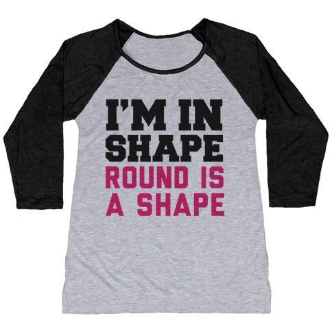 Virgin Teez  Baseball Tee Women's Tri-Blend Baseball Tee / small / Athletic Gray / Black I'M IN SHAPE WOMEN'S TRI-BLEND BASEBALL TEE