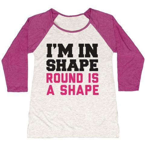 Virgin Teez  Baseball Tee Women's Tri-Blend Baseball Tee / small / Oatmeal / Berry I'M IN SHAPE WOMEN'S TRI-BLEND BASEBALL TEE
