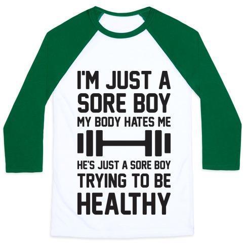 Virgin Teez  Baseball Tee Unisex Classic Baseball Tee / x-small / White/Black I'M JUST A SORE BOY UNISEX CLASSIC BASEBALL TEE
