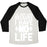 Virgin Teez  Baseball Tee Unisex Tri-Blend Baseball Tee / small / Oatmeal / Black I'M JUST HERE BECAUSE I HAVE NO LIFE UNISEX TRI-BLEND BASEBALL TEE