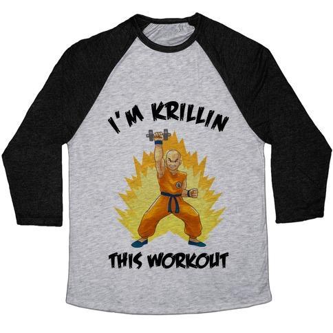 Virgin Teez  Baseball Tee Unisex Tri-Blend Baseball Tee / small / Athletic Gray / Black I'M KRILLIN THIS WORKOUT UNISEX TRI-BLEND BASEBALL TEE