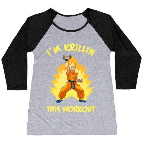 Virgin Teez  Baseball Tee Women's Tri-Blend Baseball Tee / small / Athletic Gray / Black I'M KRILLIN THIS WORKOUT WOMEN'S TRI-BLEND BASEBALL TEE