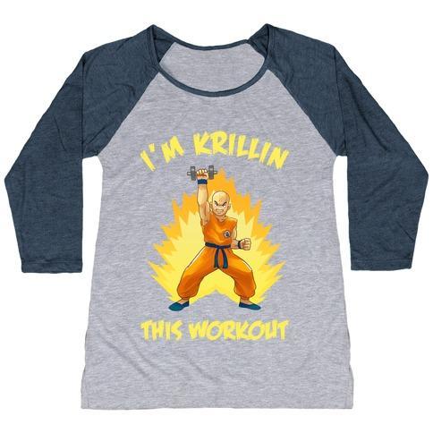 Virgin Teez  Baseball Tee Women's Tri-Blend Baseball Tee / small / Athletic Gray / Navy I'M KRILLIN THIS WORKOUT WOMEN'S TRI-BLEND BASEBALL TEE