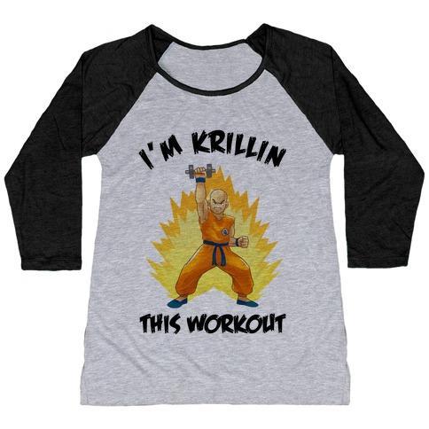 Virgin Teez  Baseball Tee Women's Tri-Blend Baseball Tee / small / Athletic Gray / Black I'M KRILLIN THIS WORKOUT WOMEN'S TRI-BLEND BASEBALL TEE