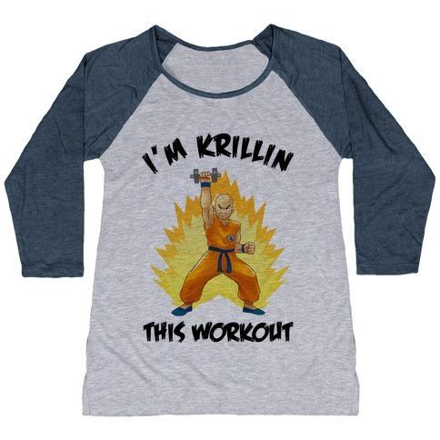 Virgin Teez  Baseball Tee Women's Tri-Blend Baseball Tee / small / Athletic Gray / Navy I'M KRILLIN THIS WORKOUT WOMEN'S TRI-BLEND BASEBALL TEE