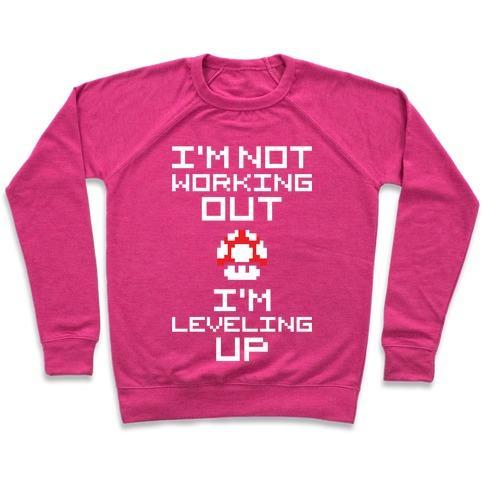 Virgin Teez  Pullover Crewneck Sweatshirt / x-small / Deep Pink I'M LEVELING UP CREWNECK SWEATSHIRT