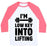 Virgin Teez  Baseball Tee Unisex Classic Baseball Tee / x-small / White/Neon Pink I'M LOW KEY INTO LIFTING UNISEX CLASSIC BASEBALL TEE
