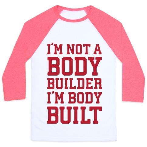 Virgin Teez  Baseball Tee Unisex Classic Baseball Tee / x-small / White/Neon Pink I'M NOT A BODY BUILDER, I'M BODY BUILT UNISEX CLASSIC BASEBALL TEE